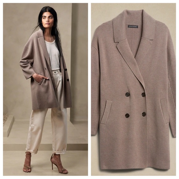 banana republic - mati oversized coatigan cardigan coat heavy knit collared - Picture 2 of 9